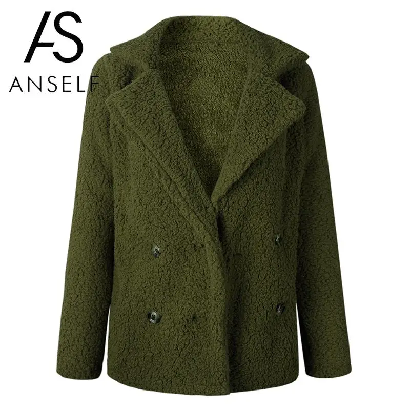 Anself oversized fleece faux fur jacket coat women 2018