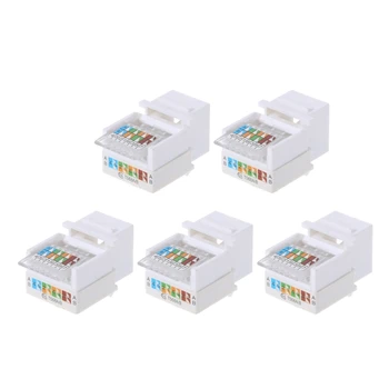 

5 Pcs Network Modules RJ45 Junction Box CAT5e Network Connector 2 Port Desktop Extension Cable Box Adapter