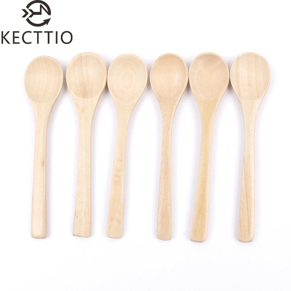 

2PCS Lot Wooden Spoon Kitchen Cooking Teaspoon Condiment Utensil Coffee Kid Ice Cream Tableware Tool