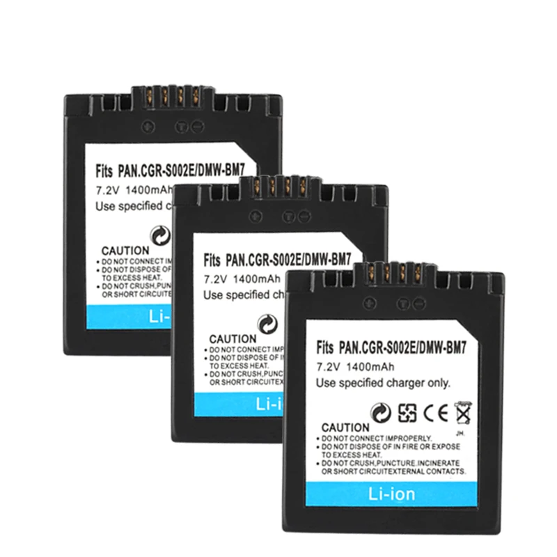 

CGA-S002 Battery For Panasonic S002 DMC-FZ1 DMC-FZ10 DMC-FZ10EG-K DMC-FZ3B CGA-S002 1400mAh Batteries