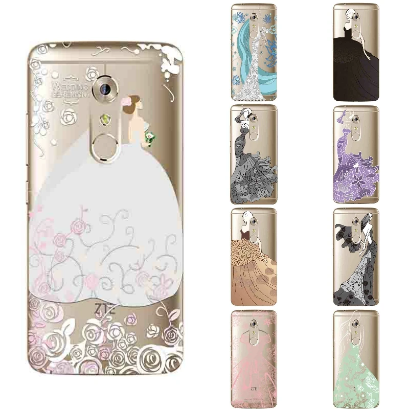 

Z-A7M-For ZTE Axon 7 Mini Phone Case 5.2 Inch Transparent Ultra Thin Zte 7 Mini Shell 0.6mm Wedding Dress Pattern Fundas Gel