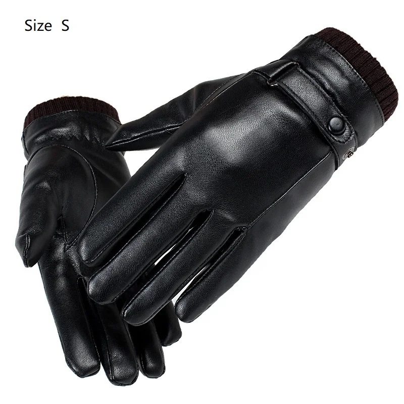 

Miya Mona Mens Winter Leather Gloves Mittens Warm PU Guantes Gloves Use for smartphone Plush handschuhe Unisex