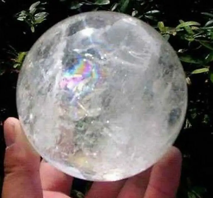 

2"+NATURAL RAINBOW CLEAR QUARTZ CRYSTAL SPHERE BALL HEALING GEMSTONE