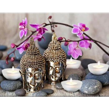 

NEW Full Diamond Embroidery Landscape DIY Diamond Painting Buddha Candle Orchid Diamond Cross Mosaic Home Decoration gift L70