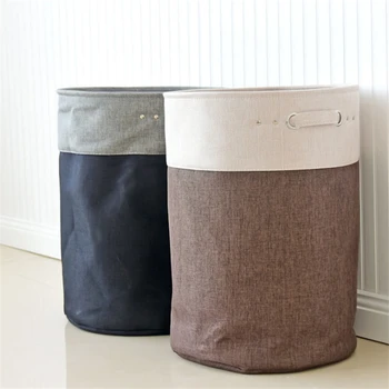 

New Folding Hand-held Dirty Clothes Laundry Basket Cotton Linen Waterproof Sundries Storage Bucket Children Toys Storage Box