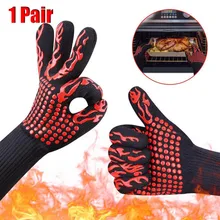 1 пара; Лидер продаж барбекю, гриль кулинарные рукавицы Высокая термостойкость печь для барбекю печь перчатка для готовки на гриле сварки Перчатки#18/6