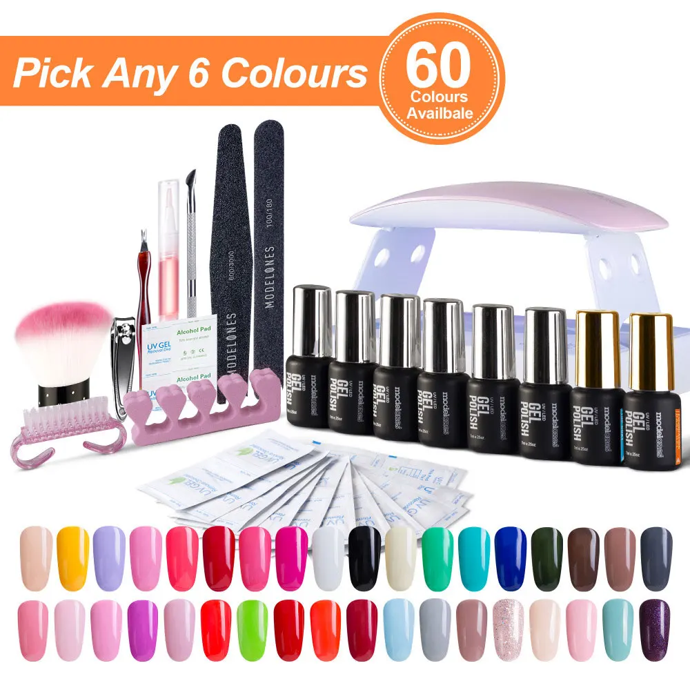 

Modelones 20Pcs/Lot SUNmini UV Lamp Beigner Practice Nail Art Tools DIY Nail Design UV Nail Manicure Kit Any 4 Colors Gel In Set