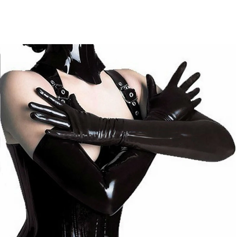 

New Hot Women Latex Sexy Fetish Long Costume Dress Rubber Gloves size S M L S-LA003