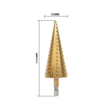 

4-32MM HSS4241 Hex Titanium Step Cone Drill Bit Hole Cutter for Wood Sheet Metal Working Cutters Drilling Power Tools Dropship