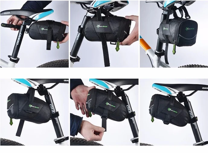 Cheap ROCKBROS Bicycle Bike Rear Bag Rainproof Nylon Bike Saddle Tube Bag Outdoor Cycling Mountain Bike Back Seat Tail Pouch Package 25