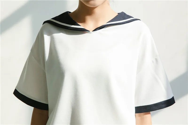 Новинка, японский стиль, милая футболка с матросским воротником и коротким рукавом, женские летние повседневные свободные топы, футболки, Harajuku, женские футболки Kawaii