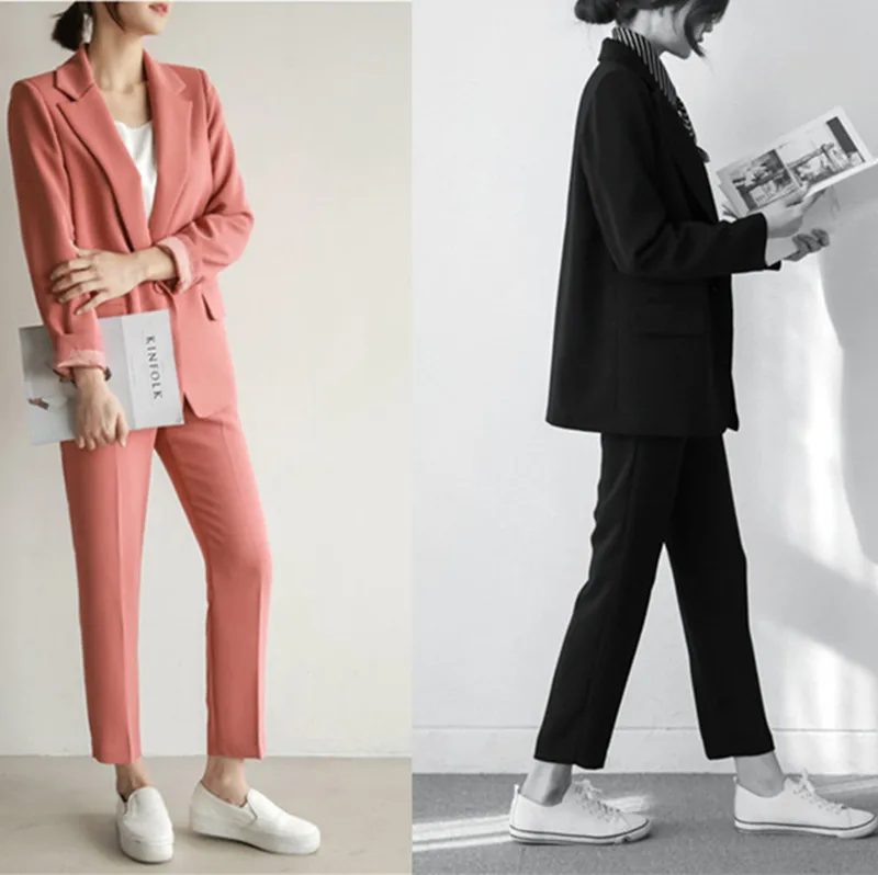 High Quality Women Formal Set Office Ladies Work wear Female Pant Suits elegant business uniform style 2 pieces trouser suit High Quality Women Formal Set Office Ladies Work wear Female Pant Suits elegant business uniform style 2 pieces trouser suit