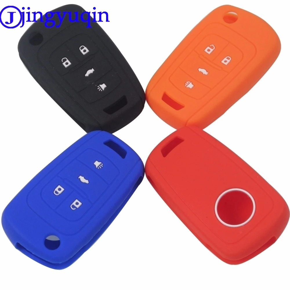 

jingyuqin Remote 4 Button Silicone Flid folding Car Key Cover Case For Chevrolet Cruze Trax Lova Malibu For Buick For Opel Mokka