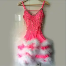 Стиль латинский Танцевальный костюм сексуальные старший кисточкой бусины латинские танцы платье для женщин латинский танец соревнование платья S-4XL