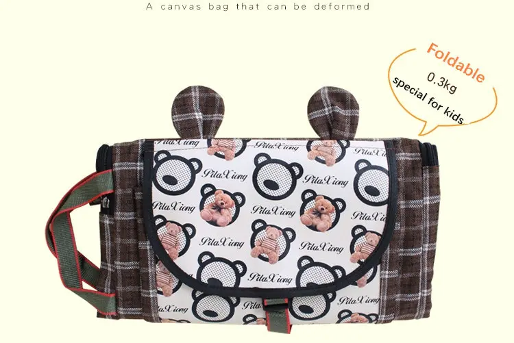Bolsa da Escola dos Miúdos Fontes da Arte Pintura da Arte Bolsa de Escola Bonito dos Desenhos Animados da Arte de Desenho Vento Britânico Crianças Placa Bolsa Dobrável 3 Placa Saco Dobrável Saco de Escola Bonito