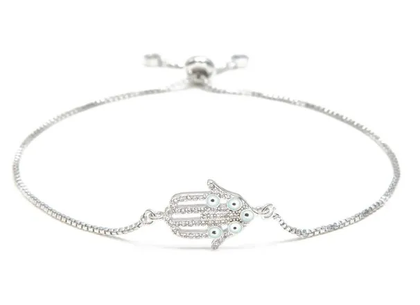 

gold silver Chain micro pave cz Zircon Cubic Zirconia bracelet rope adjusted Macrame hf432 buddha hand Bangle Jewelry gift