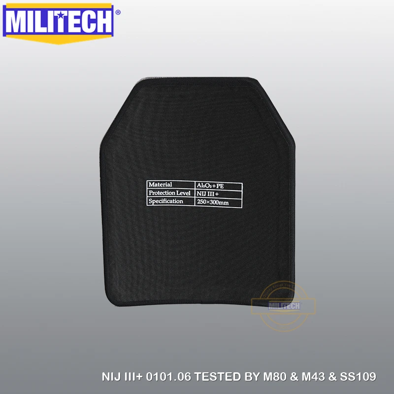 MILITECH 10X12 2 шт глинозема и PE NIJ 0101,06 уровень III+ пуленепробиваемая тарелка для винтовки Al2o3 NIJ 3+ автономная баллистическая панель SAPI