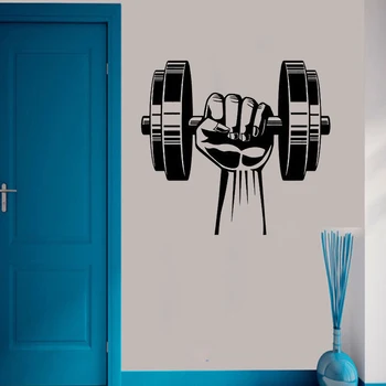 

Dumbbells And Arm Wall Stickers for Fitness Sport Gym Background Art Decoration Vinyl Wall Decals Boys Bedroom Poster TA361