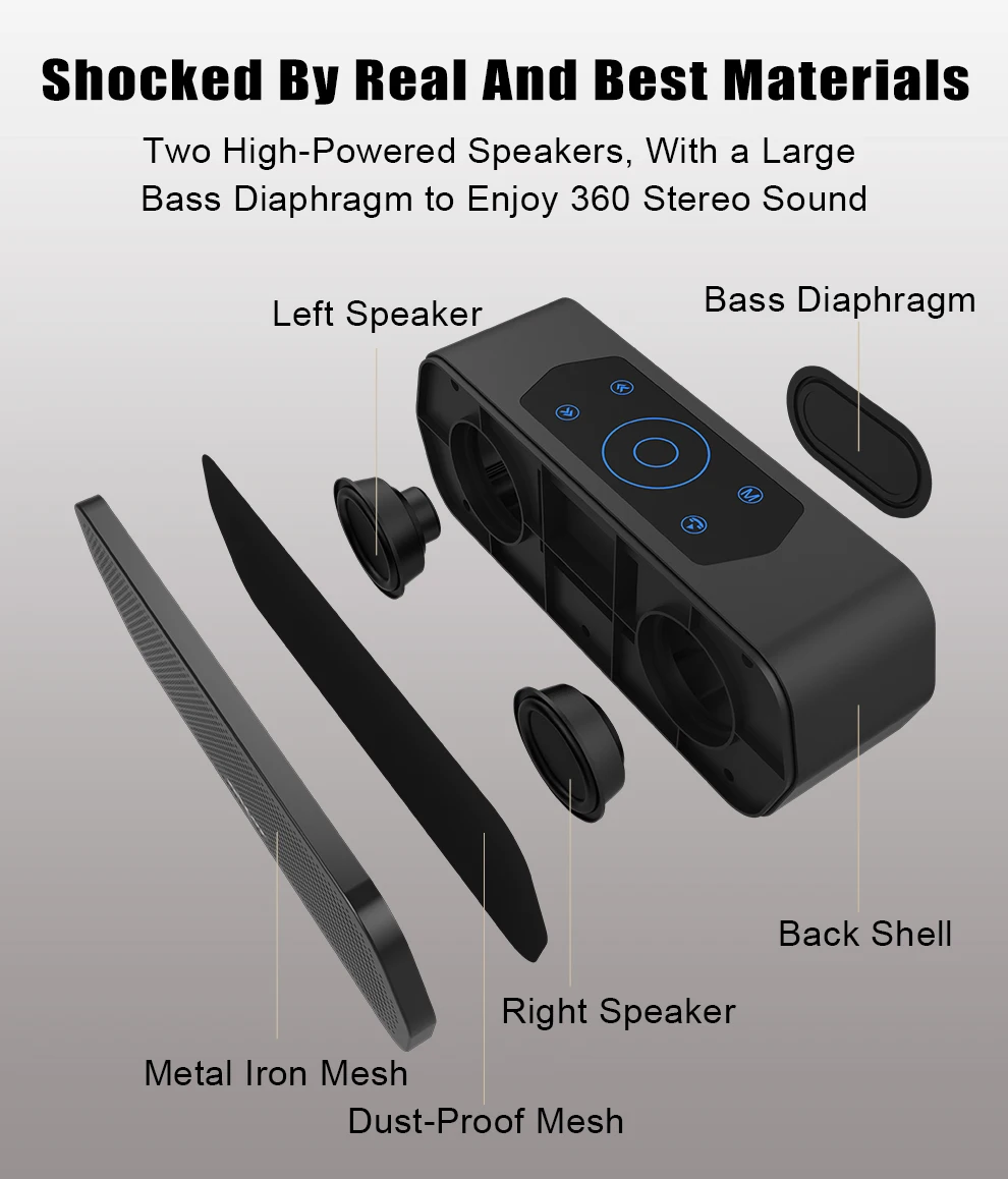 ZEALOT S20 Bluetooth беспроводной динамик сенсорное управление портативный сабвуфер 3D стерео звуковая система TF карта MP3 Воспроизведение с микрофоном
