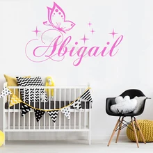Красивые бабочки пользовательское имя наклейки на стену для девочек Дети Спальня Детская гостиная Мерцающие Звезды наклейка обои EB643