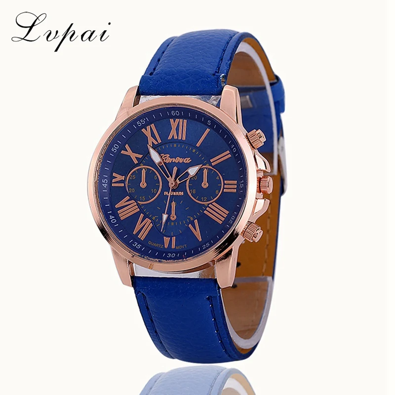 Lvpai Топ бренд Горячие Модные Повседневные часы с кожаным ремешком Золотые женские наручные часы спортивные женские модные Роскошные Кварцевые часы LS012 - Цвет: Синий