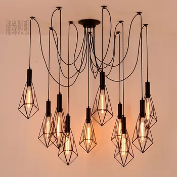 

Vintage Spider pendant lights luminaire lamp Loft E27 Industrial Lighting Retro Loft Hanging Suspension Fixtures Home 110V 220V