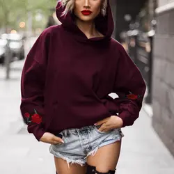 Для женщин толстовки 2018 новые осень-зима Drop-shoulder Свободные толстовки с капюшоном 2 цвета пуловер Топы пуловеры