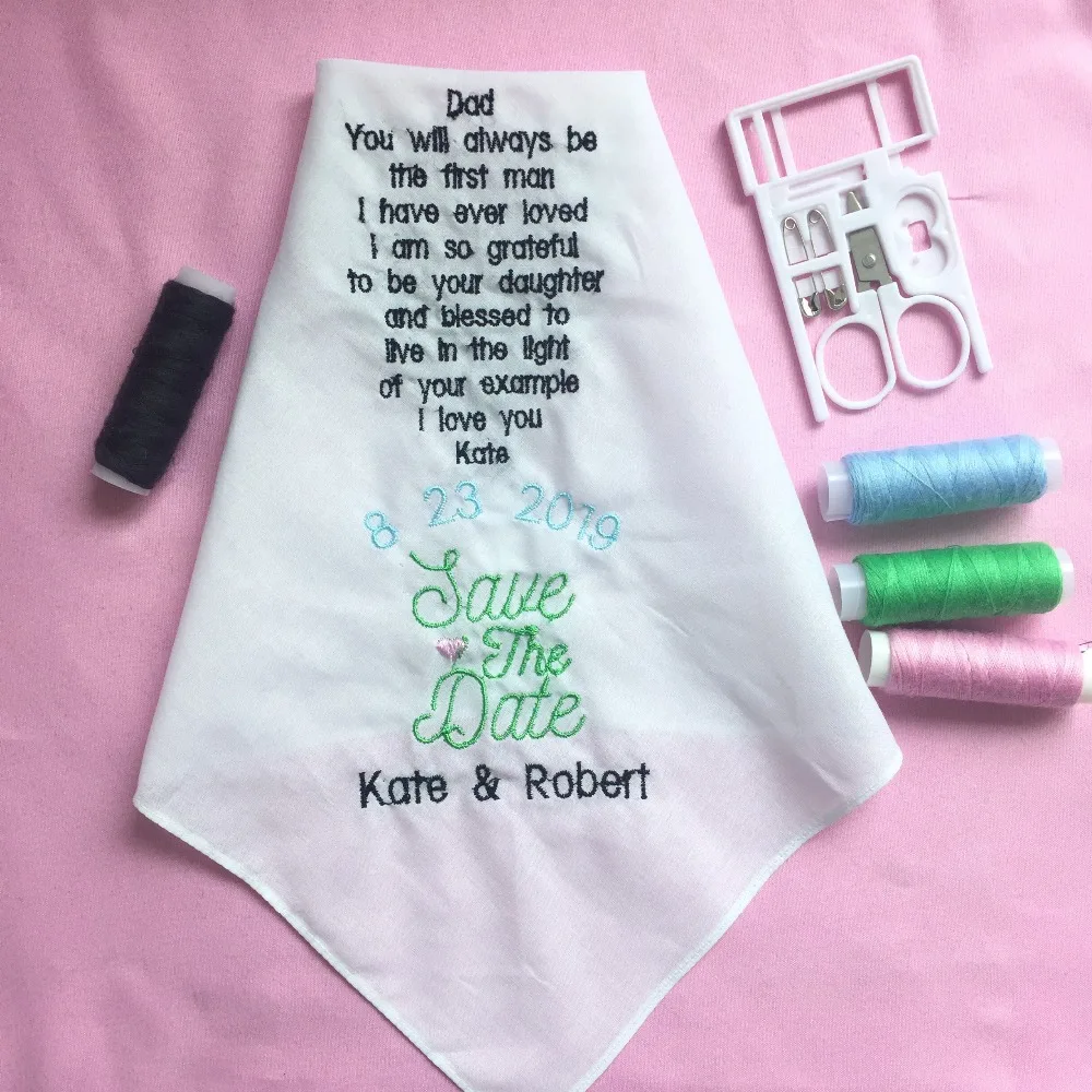 

Custom Wedding Handkerchiefs for Father of the Bride, Embroidered Wedding Hankies for Bride Father, Wedding Gift to Bride Father