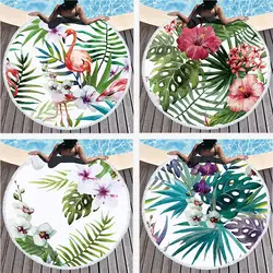 Boho пляжное полотенце с цветочным принтом тропические растения пляжное полотенце из микрофибры круглая ткань банное полотенце s для