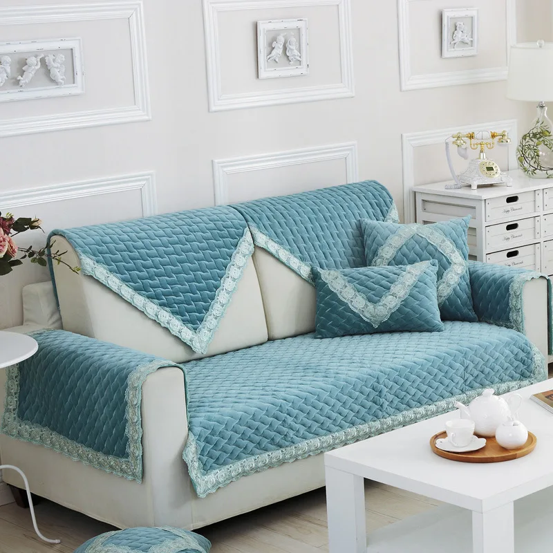 Winter thicker European sofa mat high grade plush leather anti skid