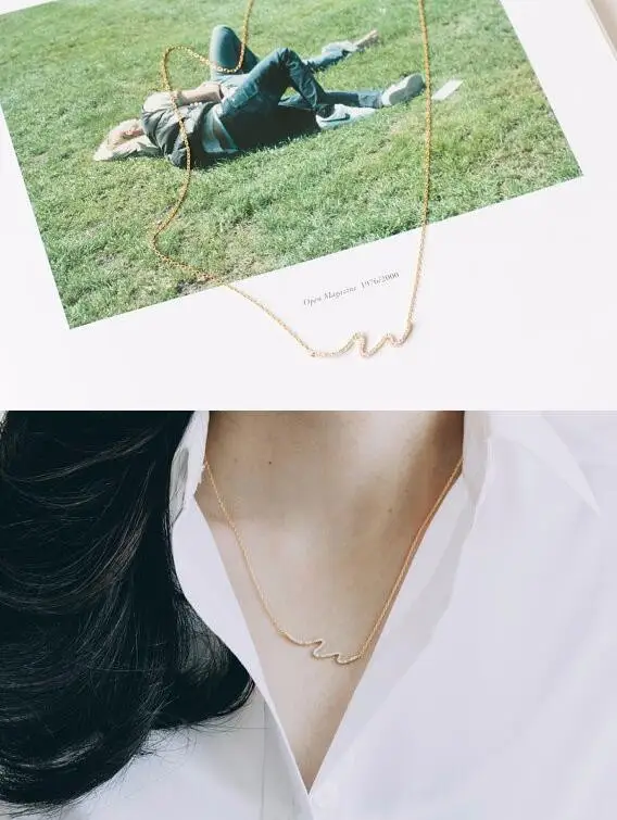 classical and lovely crystal wave Necklace
