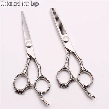 

6" 440C Customized Brand Cutting Scissors Thinning Shears Haircut Shears Salon Hair Scissors Professional Barber Scissors C9008