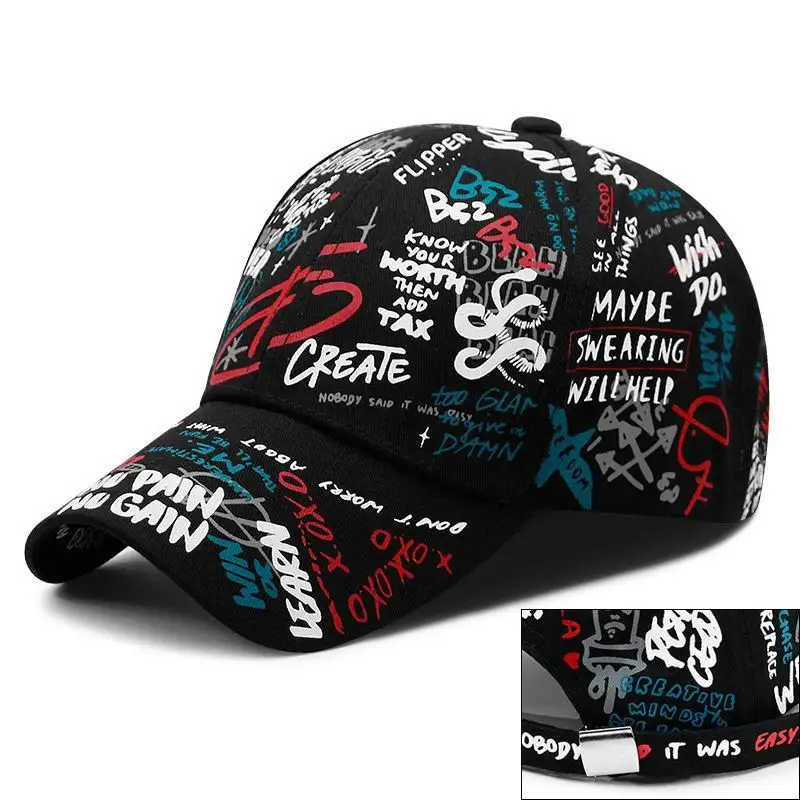 

Kagenmo Unisex Summer Letter Graffiti Pattern Baseball Cap Big Size 64cm Big Head Baseball Hat Cool Thin