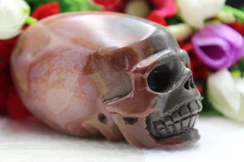 

276g rams of natural quartz crystal jade ocean fossil skull to heal A89