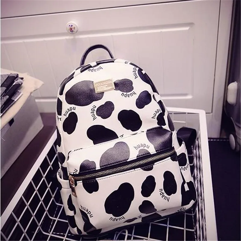 2016 new female student fashion Cow grain shoulder bag mini backpack bag trend PU leopard milk
