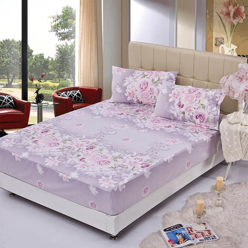 

Fitted Sheet Single Double Size 100% Polyester Floral Printing Fitted Bed Sheet For Children Adults (No Pillowcase) XF339-14