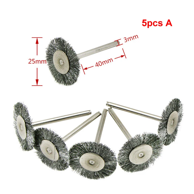 5 шт. 3,0 мм хвостовик стальные щетки колеса провода для удаления металла ржавчины Кисть для полировки роторный инструмент для мини ДРЕЛЬ Dremel дрель инструмент