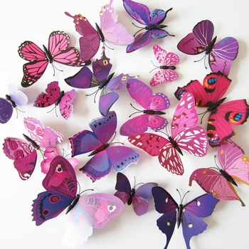 

12pcs PVC 3d Butterfly wall decor cute Butterflies wall stickers art Decals home Decoration room wall art12pcs PVC 3d Butterfly