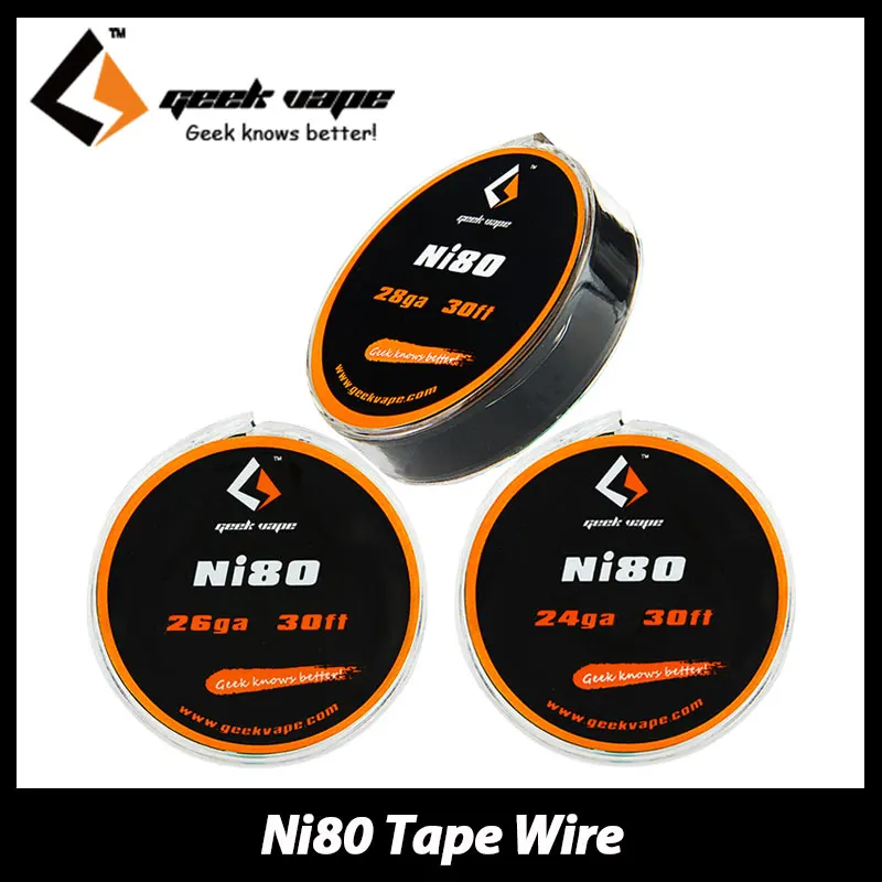 

High Quality 10m GeekVape Atomizer DIY Ni80 Tape Wire 24GA & 26GA & 28GA DIY Tape Wire Well Wrapped for E-Cigarette DIY Coils