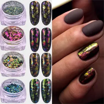 

2019 Hot Sell 1 Box Chameleon Nail Sequins Glitter Holographic Powder Dust Dazzling Nails Nail Art Glitter Decorations