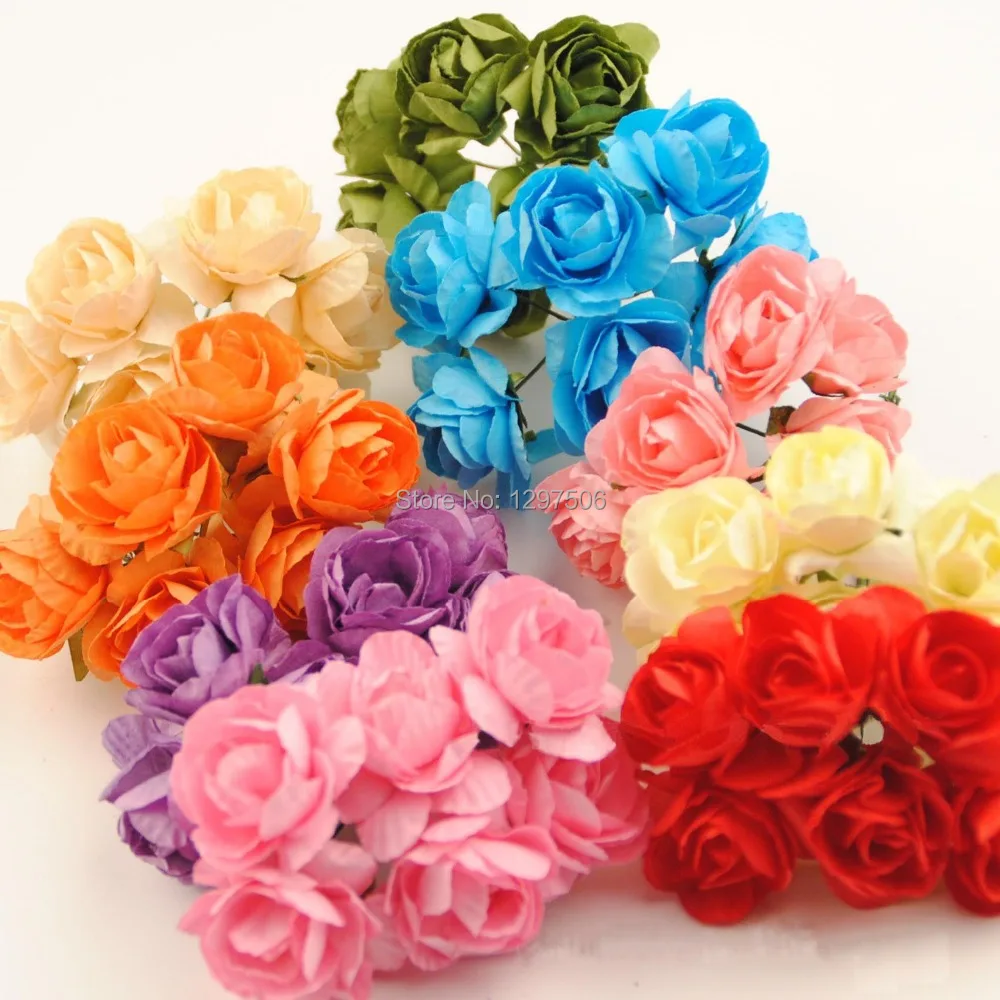 2.5CM artificial mulberry paper mini rosas bouquet diy craft arrangements accessories for scrapbooking&ampwedding party decoration! | Дом и