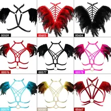 Фестивальный рейв Перо Бюстгальтер портупея для тела ремень Топ Женская сексуальная мода клетка бондаж нижнее белье в готическом стиле bralette сжигание эполеты крылья