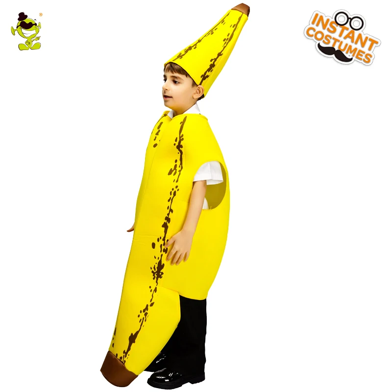 Hot Sale Purim Holiday Kids-Stale Banana Costumes Children Yellow Jumpsuit With Hat For Christmas Halloween Cosplay 