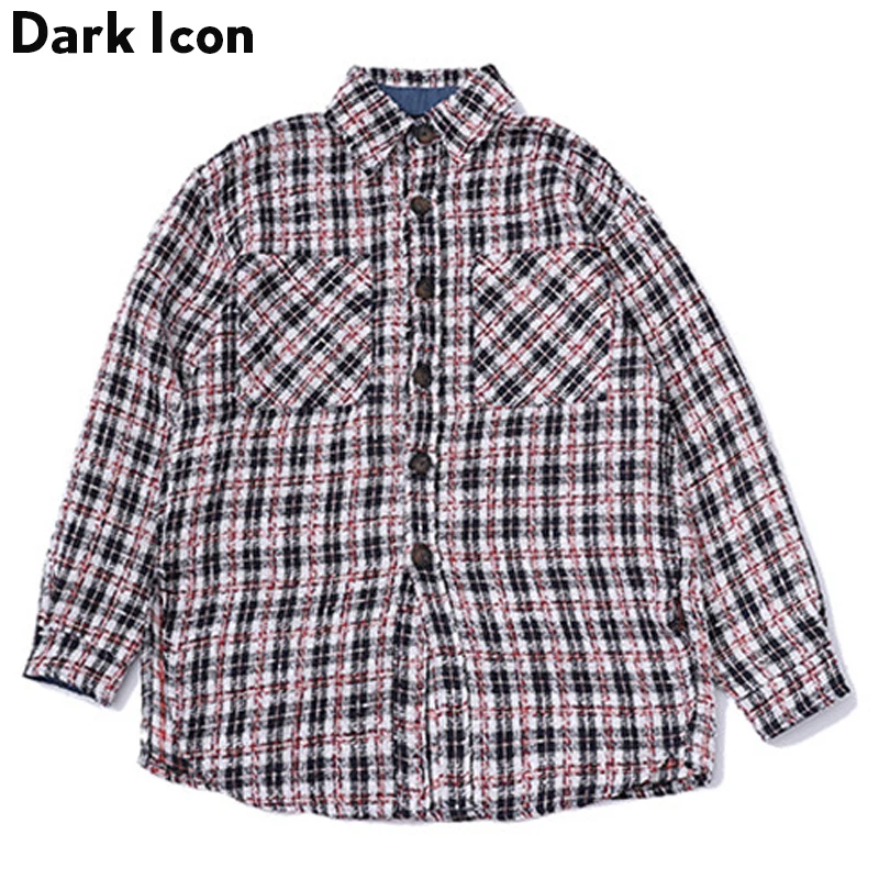 Dark Icon Plaid Jacket Men 2018 Autumn Side Split Thick Woolen Men's Jackets