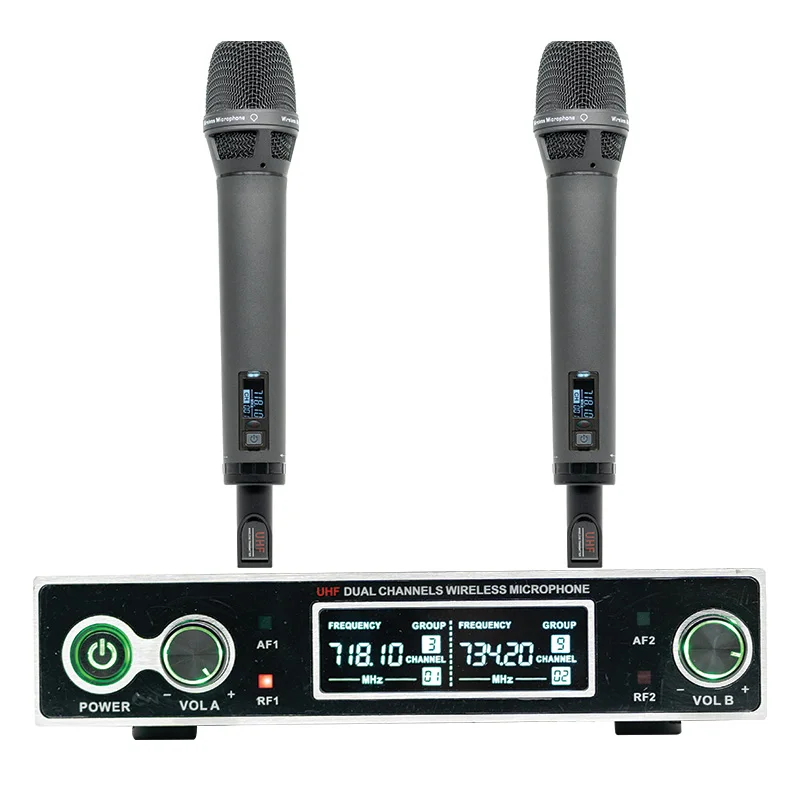 

Professional Wireless Microphone System 910T 2Channel UHF Dynamic Professional 4 Headphones Collar Line Conference