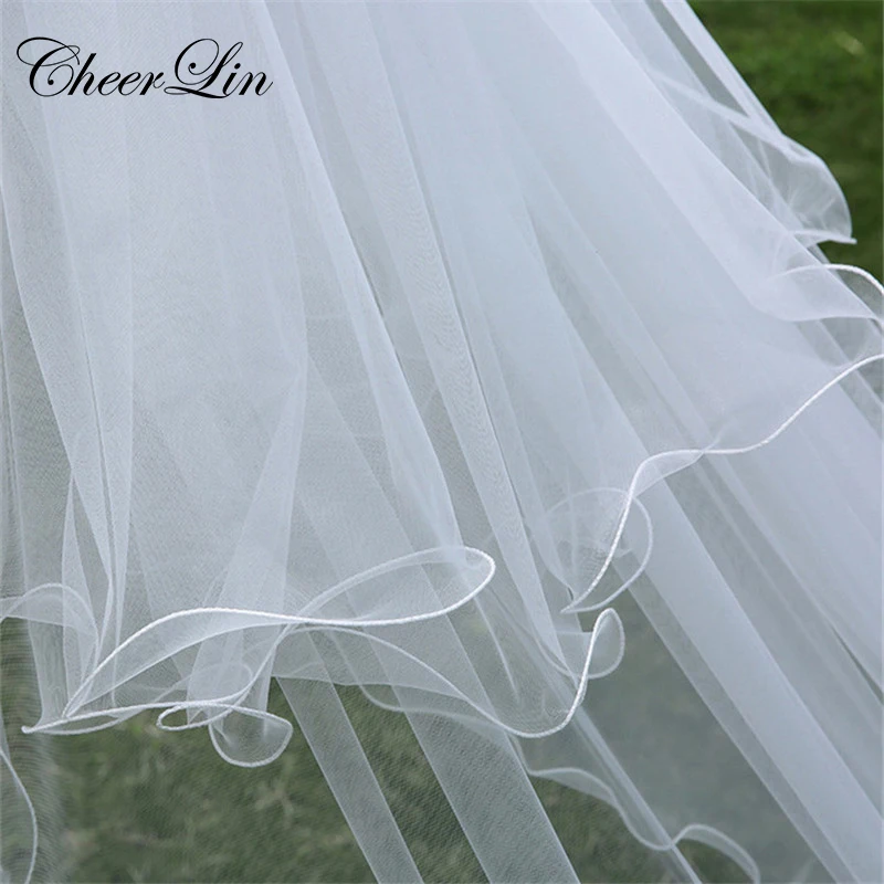 Wholesale 3 Meter White Ivory Wedding Veils Multi Layer Long Appliques Pencil Edge Bridal Veil (5)