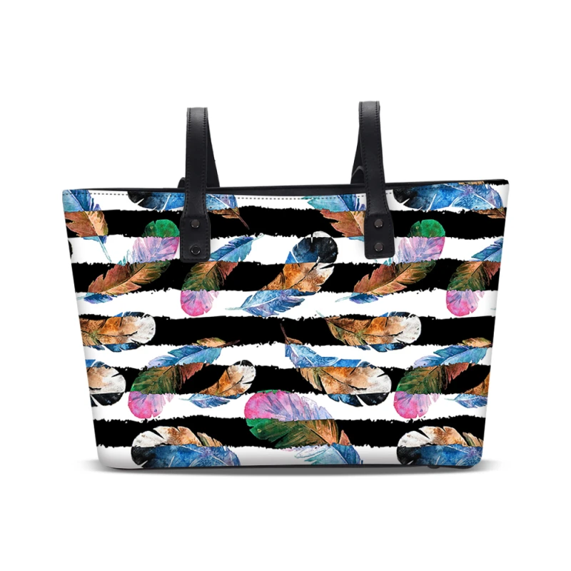 

VEEVANV Vintage Women Tote Leather Hangbags Fashion Designer 3D Printing Feathers Shoulder Messenger Bags Casual Bolsa Feminina