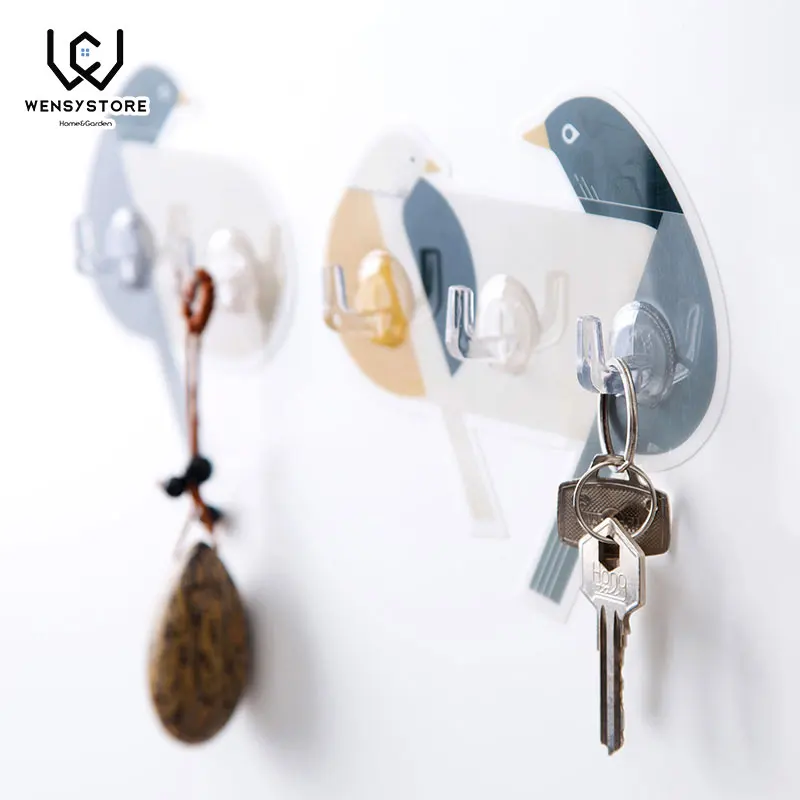 

1pc Cartoon Birds Multifunction Strong Transparent Suction Cup Sucker Wall Hooks Hanger For Kitchen Bathroom XFx40