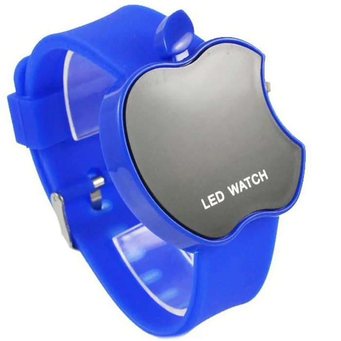 Женские светодиодный часы, модные часы в форме яблока, красочные силиконовые наручные часы Geneva, спортивные часы в стиле унисекс - Цвет: blue
