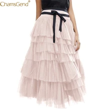Винтаж разноцветный тюль юбки для женщин для макси длинные плиссированные юбки плиссированная юбка плюс размеры бальное платье повседн